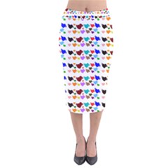 A Creative Colorful Background With Hearts Velvet Midi Pencil Skirt by Nexatart