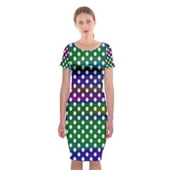 Digital Polka Dots Patterned Background Classic Short Sleeve Midi Dress