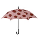 Pink Polka Dot Background With Red Roses Hook Handle Umbrellas (Small) View3