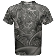 Fractal Black Ribbon Spirals Men s Cotton Tee by Nexatart