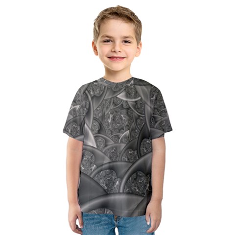 Fractal Black Ribbon Spirals Kids  Sport Mesh Tee by Nexatart