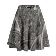 Fractal Black Ribbon Spirals High Waist Skirt