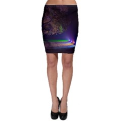 Illuminated Trees At Night Bodycon Skirt by Nexatart