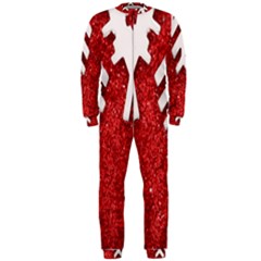 Macro Photo Of Snowflake On Red Glittery Paper Onepiece Jumpsuit (men)  by Nexatart