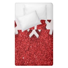 Macro Photo Of Snowflake On Red Glittery Paper Duvet Cover Double Side (single Size) by Nexatart