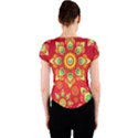 Red and Orange Floral Geometric Pattern Crew Neck Crop Top View2
