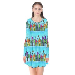 Colourful Street A Completely Seamless Tile Able Design Flare Dress by Nexatart