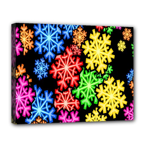 Colourful Snowflake Wallpaper Pattern Canvas 14  X 11  by Nexatart