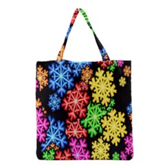 Colourful Snowflake Wallpaper Pattern Grocery Tote Bag by Nexatart