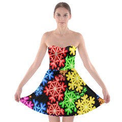 Colourful Snowflake Wallpaper Pattern Strapless Bra Top Dress by Nexatart