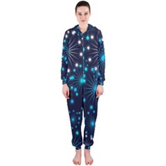 Digitally Created Snowflake Pattern Background Hooded Jumpsuit (ladies)  by Nexatart