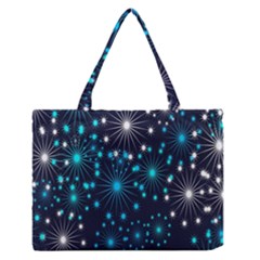 Digitally Created Snowflake Pattern Background Medium Zipper Tote Bag by Nexatart