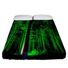 Spooky Forest With Illuminated Trees Fitted Sheet (california King Size) by Nexatart