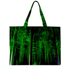 Spooky Forest With Illuminated Trees Zipper Mini Tote Bag by Nexatart