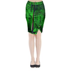 Spooky Forest With Illuminated Trees Midi Wrap Pencil Skirt by Nexatart