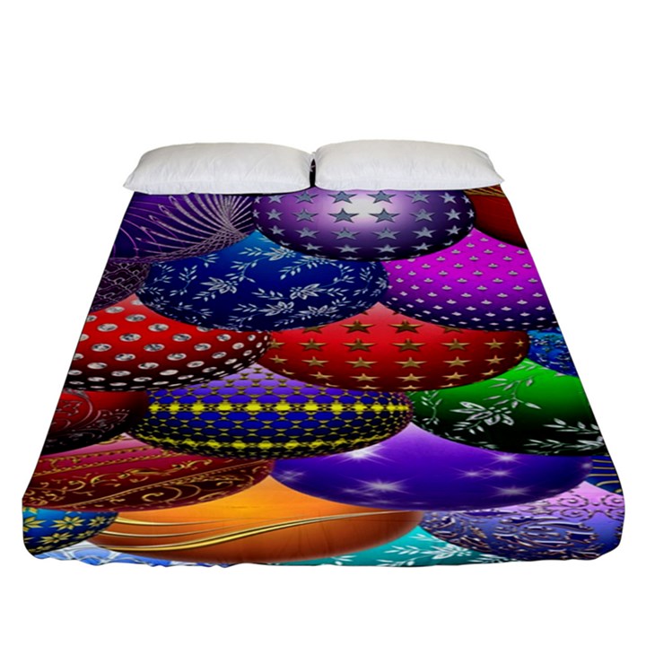 Fun Balls Pattern Colorful And Ornamental Balls Pattern Background Fitted Sheet (King Size)