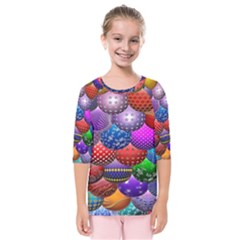 Fun Balls Pattern Colorful And Ornamental Balls Pattern Background Kids  Quarter Sleeve Raglan Tee