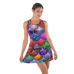 Fun Balls Pattern Colorful And Ornamental Balls Pattern Background Cotton Racerback Dress by Nexatart