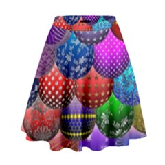 Fun Balls Pattern Colorful And Ornamental Balls Pattern Background High Waist Skirt by Nexatart
