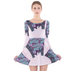 Easter Bunny  Long Sleeve Velvet Skater Dress by Valentinaart