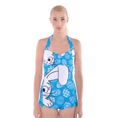 Easter Bunny  Boyleg Halter Swimsuit 