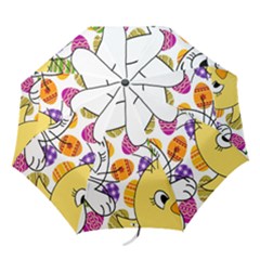 Easter Bunny And Chick  Folding Umbrellas by Valentinaart