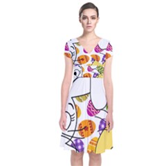 Easter Bunny And Chick  Short Sleeve Front Wrap Dress by Valentinaart