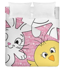 Easter Bunny And Chick  Duvet Cover Double Side (queen Size) by Valentinaart