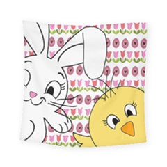 Easter Bunny And Chick  Square Tapestry (small) by Valentinaart