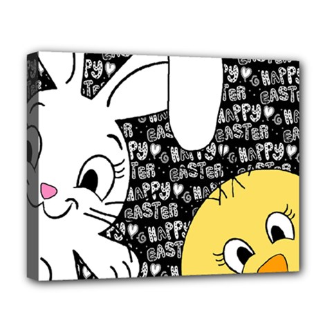 Easter Bunny And Chick  Deluxe Canvas 20  X 16  