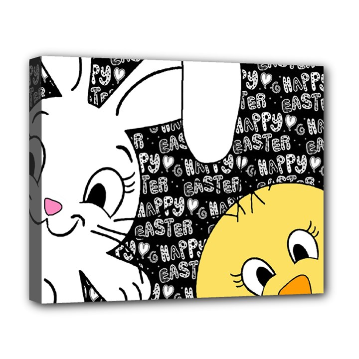 Easter bunny and chick  Deluxe Canvas 20  x 16  