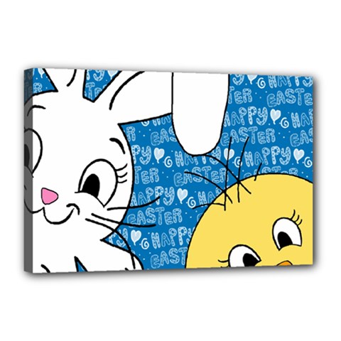 Easter Bunny And Chick  Canvas 18  X 12  by Valentinaart