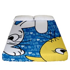 Easter Bunny And Chick  Fitted Sheet (california King Size) by Valentinaart