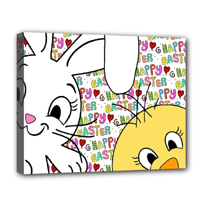 Easter bunny and chick  Deluxe Canvas 20  x 16  