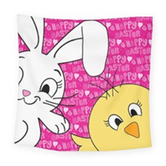 Easter Bunny And Chick  Square Tapestry (large) by Valentinaart