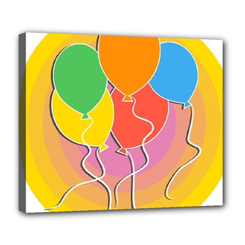 Birthday Party Balloons Colourful Cartoon Illustration Of A Bunch Of Party Balloon Deluxe Canvas 24  X 20   by Nexatart