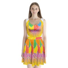 Birthday Party Balloons Colourful Cartoon Illustration Of A Bunch Of Party Balloon Split Back Mini Dress  by Nexatart