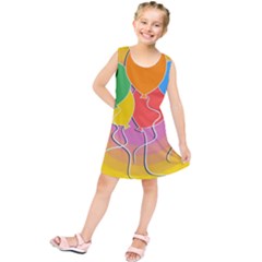 Birthday Party Balloons Colourful Cartoon Illustration Of A Bunch Of Party Balloon Kids  Tunic Dress by Nexatart