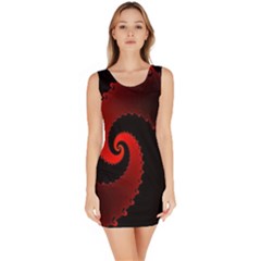 Red Fractal Spiral Sleeveless Bodycon Dress