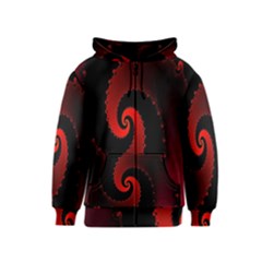 Red Fractal Spiral Kids  Zipper Hoodie by Nexatart