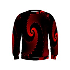 Red Fractal Spiral Kids  Sweatshirt by Nexatart
