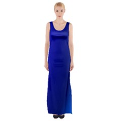 Blue Wallpaper With Rainbow Maxi Thigh Split Dress by Nexatart