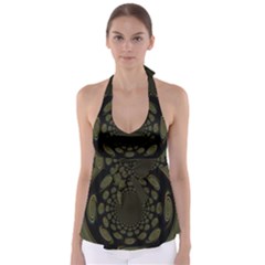 Dark Portal Fractal Esque Background Babydoll Tankini Top by Nexatart