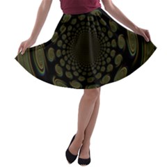 Dark Portal Fractal Esque Background A-line Skater Skirt by Nexatart