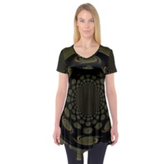 Dark Portal Fractal Esque Background Short Sleeve Tunic  by Nexatart