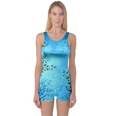 Blue Night Portrait Background One Piece Boyleg Swimsuit by Nexatart