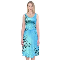 Blue Night Portrait Background Midi Sleeveless Dress by Nexatart