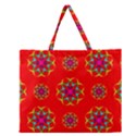 Rainbow Colors Geometric Circles Seamless Pattern On Red Background Zipper Large Tote Bag View1