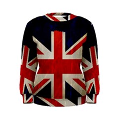 Flag Of Britain Grunge Union Jack Flag Background Women s Sweatshirt by Nexatart