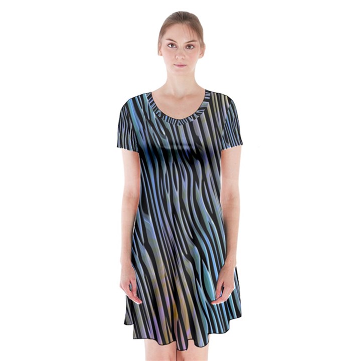 Abstract Background Wallpaper Short Sleeve V-neck Flare Dress